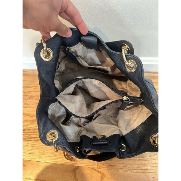 Bundle x Michael Kors Leather Tote Bag + Jet Set Crossbody Bag, NAVY BLUE - Picture 7 of 15